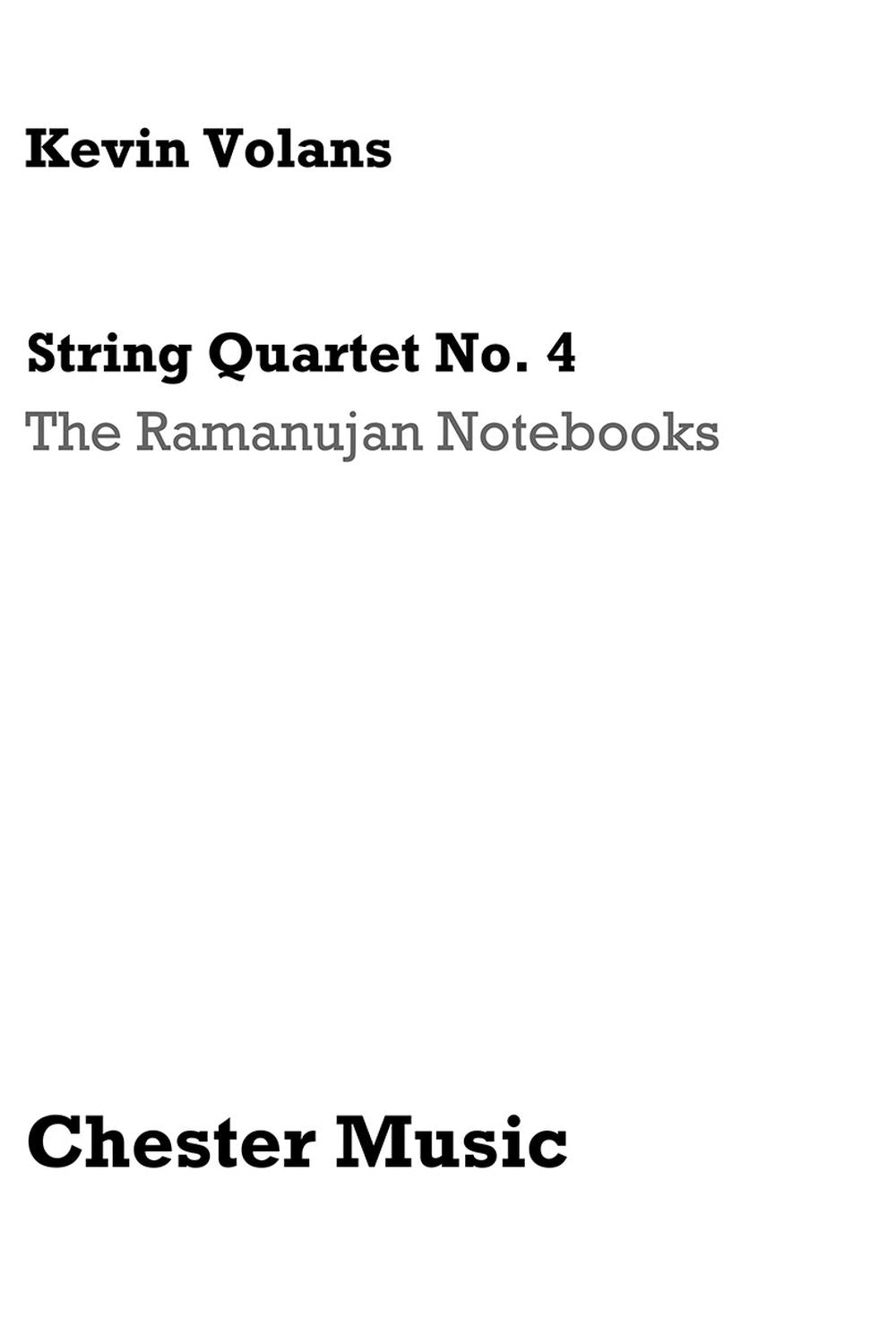 String Quartet No. 4 'The Ramanujan Notebooks' de Kevin Volans, Livre pour quatuor à cordes