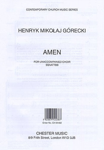 Amen Op.35 de Henryk Mikolaj Górecki, Partition chorale pour sATB