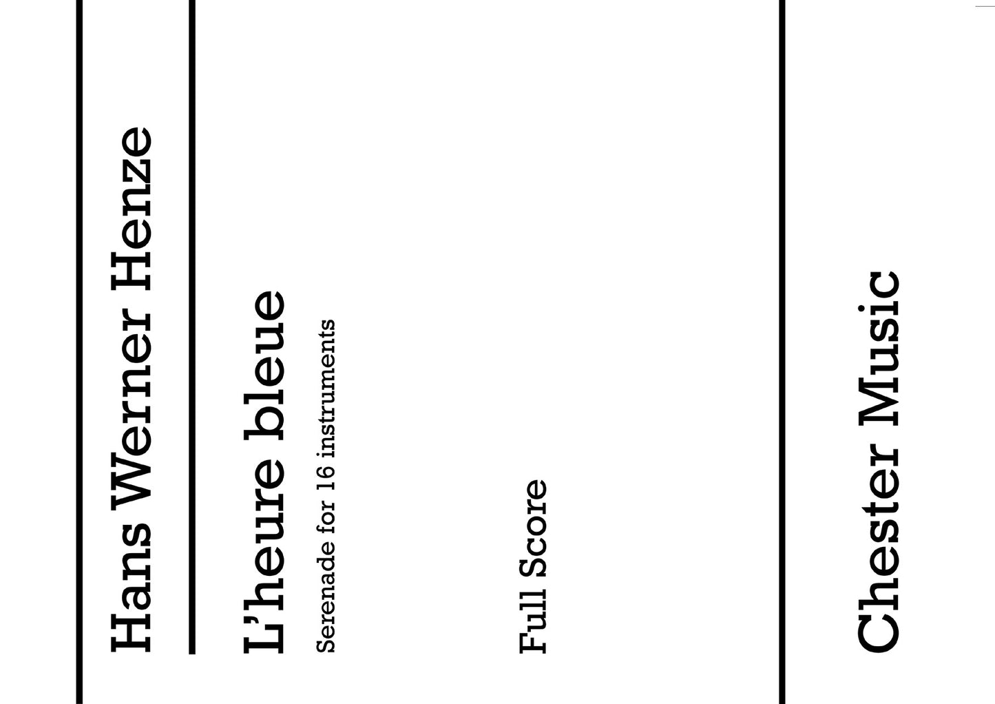 L'Heure Bleue Full Score de Hans Werner Henze, Partition pour ensemble de chambre
