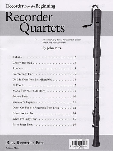 Recorder Quartets: Bass Recorder Part, Livre pour flûte à bec et Windensemble