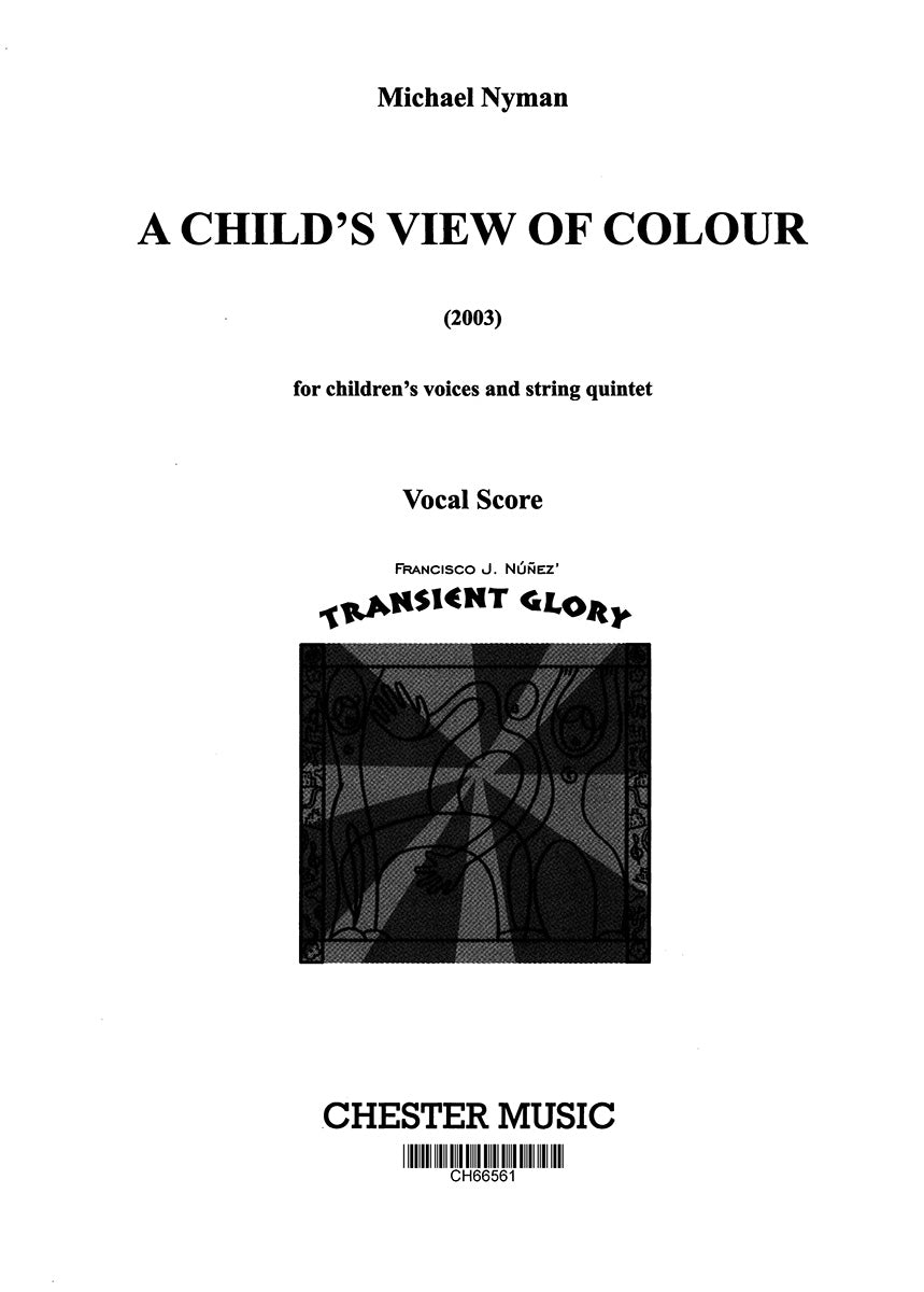 A Child's View Of Colour de Michael Nyman, Partie séparée pour voix de soprano et Piano
