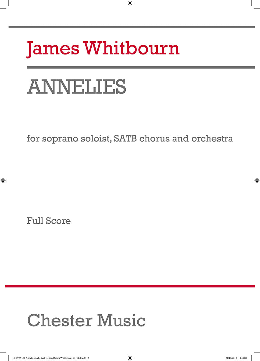 Annelies (Orchestral Version) de James Whitbourn, Partition pour orchestre