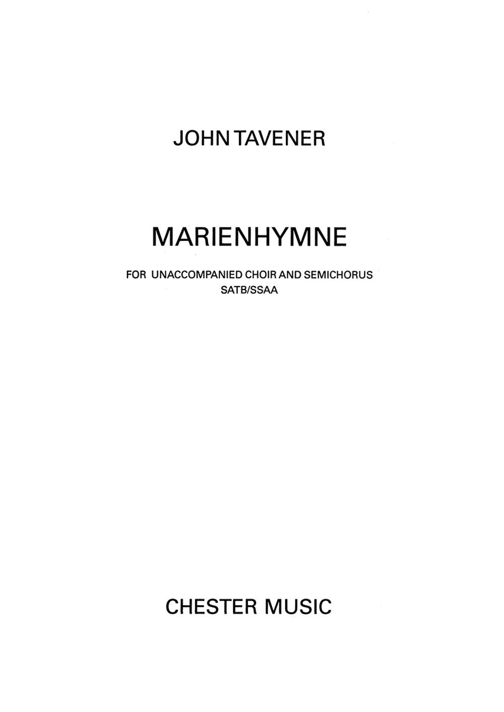 Marienhymne de John Tavener, Partition chorale pour sATB