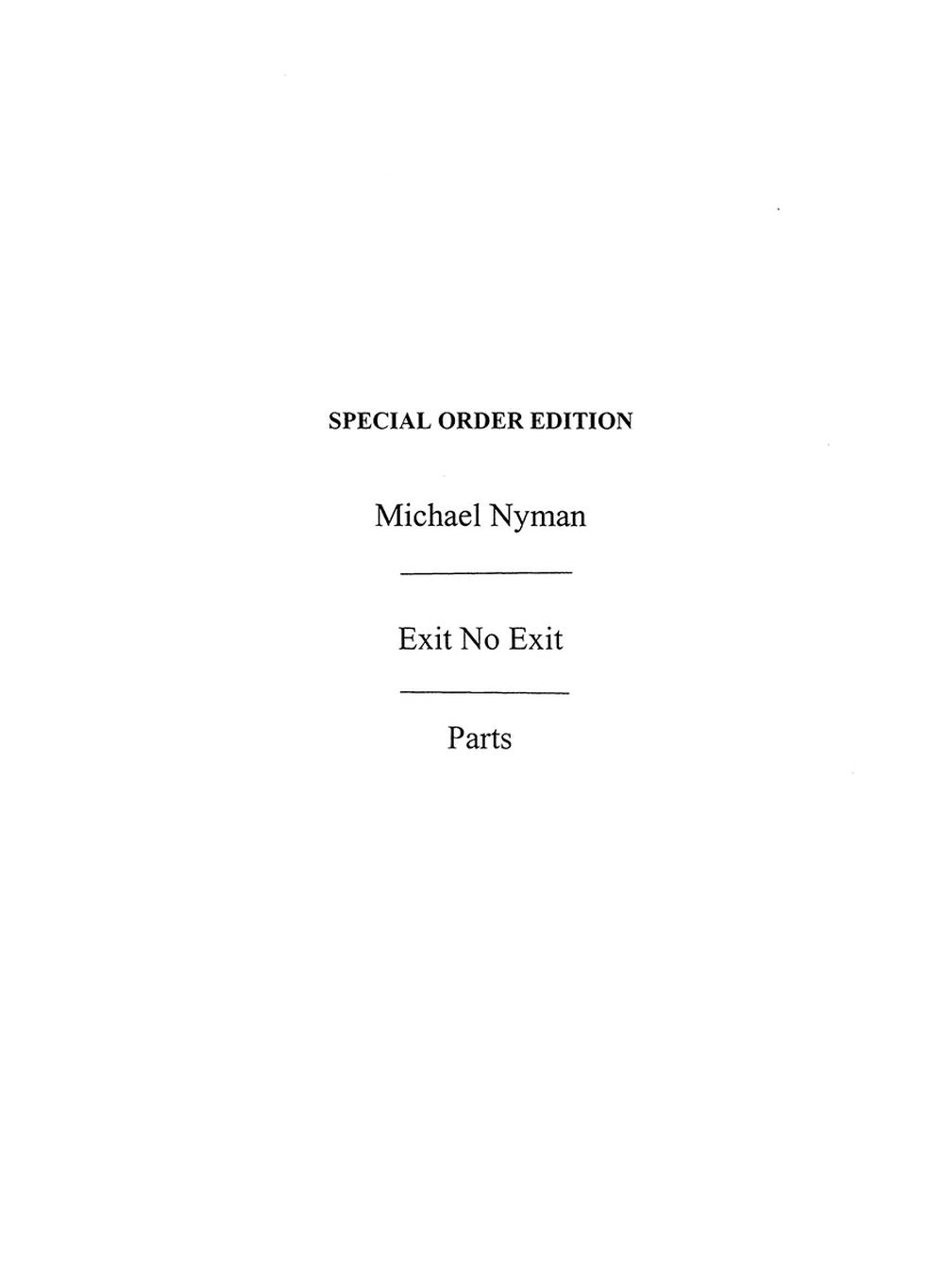 Exit No Exit de Michael Nyman, Partition + parties pour quatuor à cordes