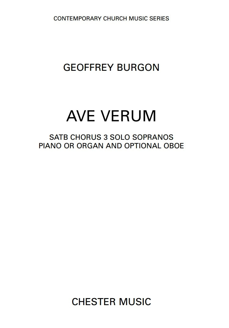 Ave Verum de Geoffrey Burgon, Partition chorale pour sATB et Hautbois et Piano