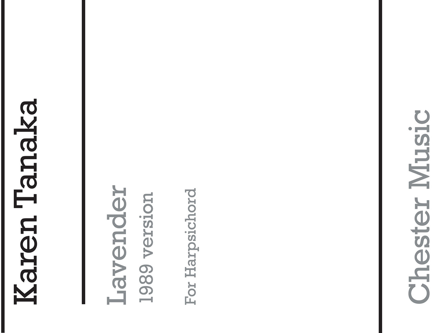 Lavender (1989 Version) de Karen Tanaka, Livre pour clavecin