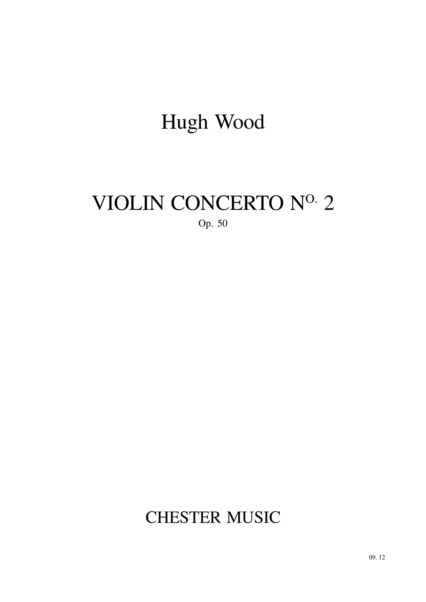 Violin Concerto No.2 Op.50 de Hugh Wood, Partition d'étude pour orchestre et Violon solo