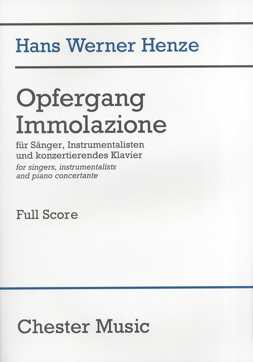 Opfergang Immolazione (Full Score) de Hans Werner Henze