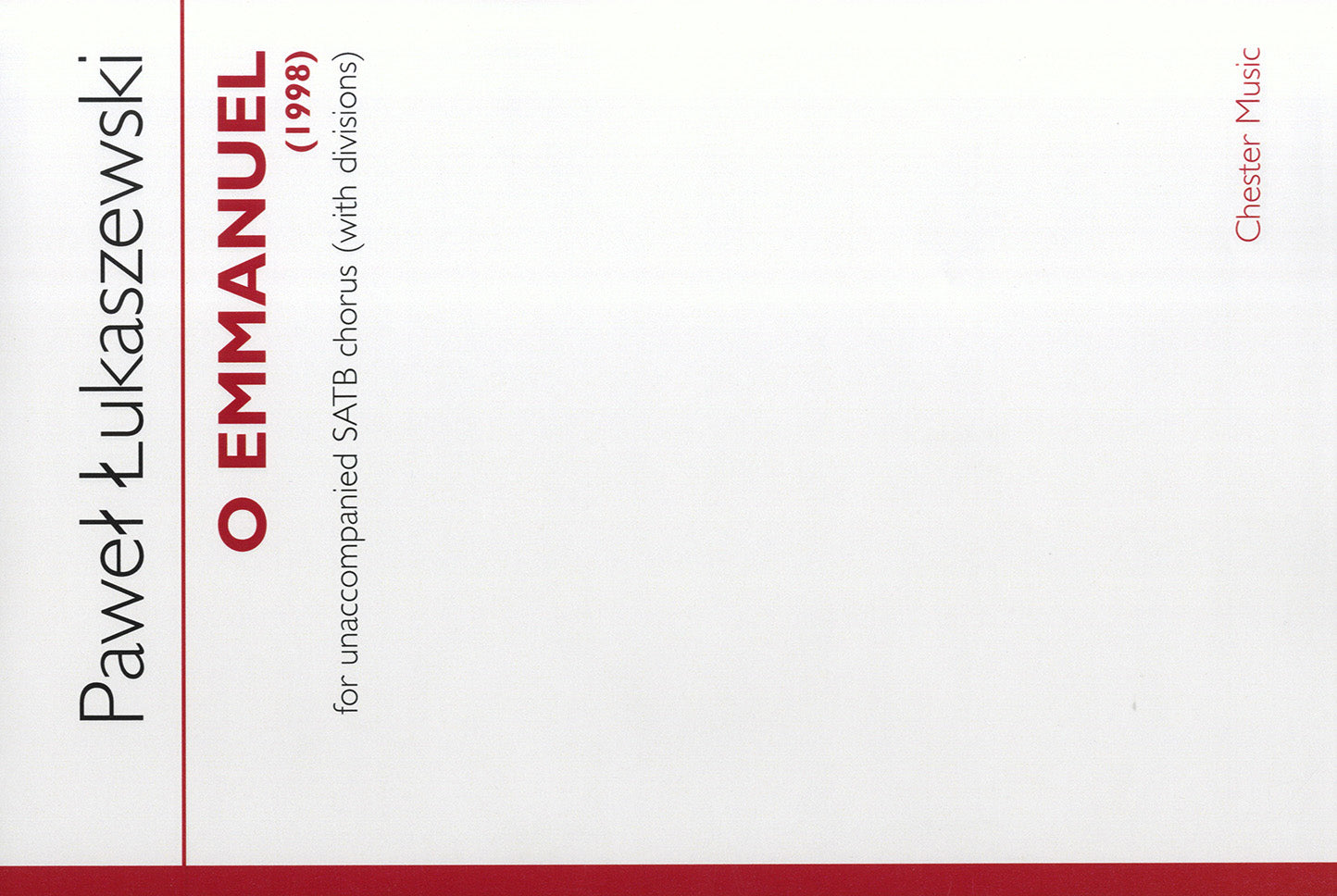 O Emmanuel de Paweł Łukaszewski, Partition chorale pour sATB