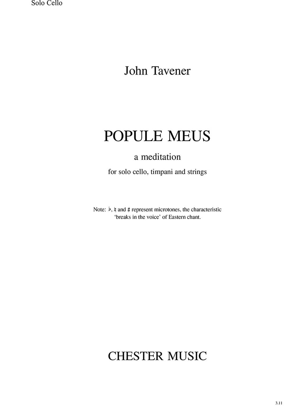 Popule Meus - a Meditation (Solo Part) de John Tavener, Livre pour violoncelle