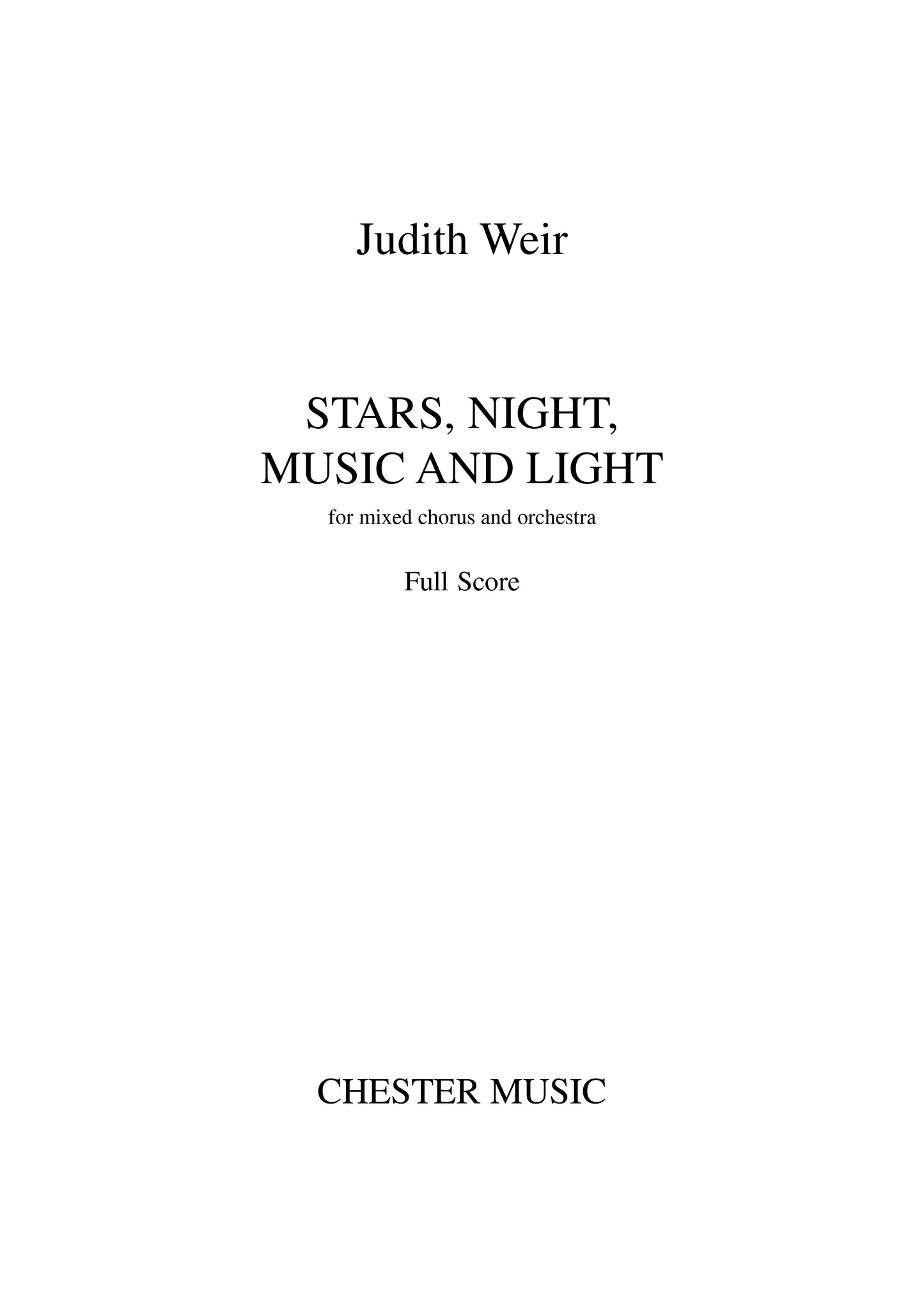 Stars, Night, Music And Light de Judith Weir, Partition d'étude pour sATB et Orchestre