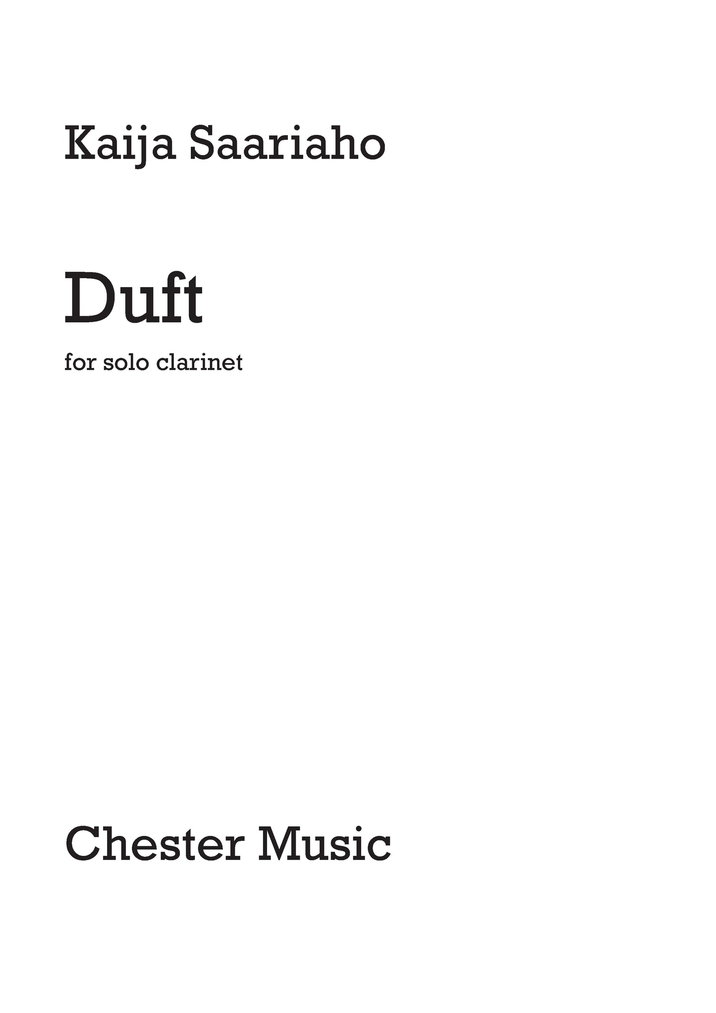 Duft for Solo Clarinet de Kaija Saariaho, Livre pour clarinette