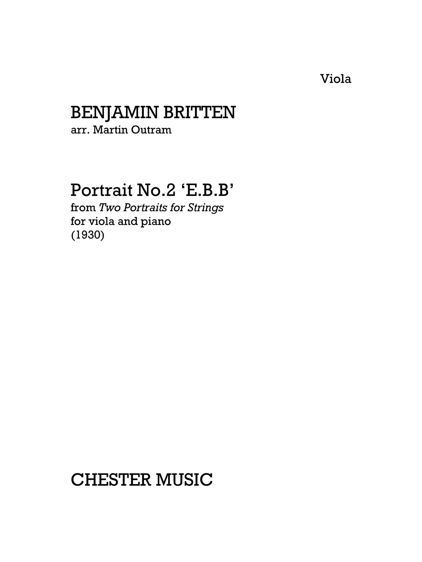 Portrait No.2 E.B.B de Benjamin Britten, Livre pour alto et Piano