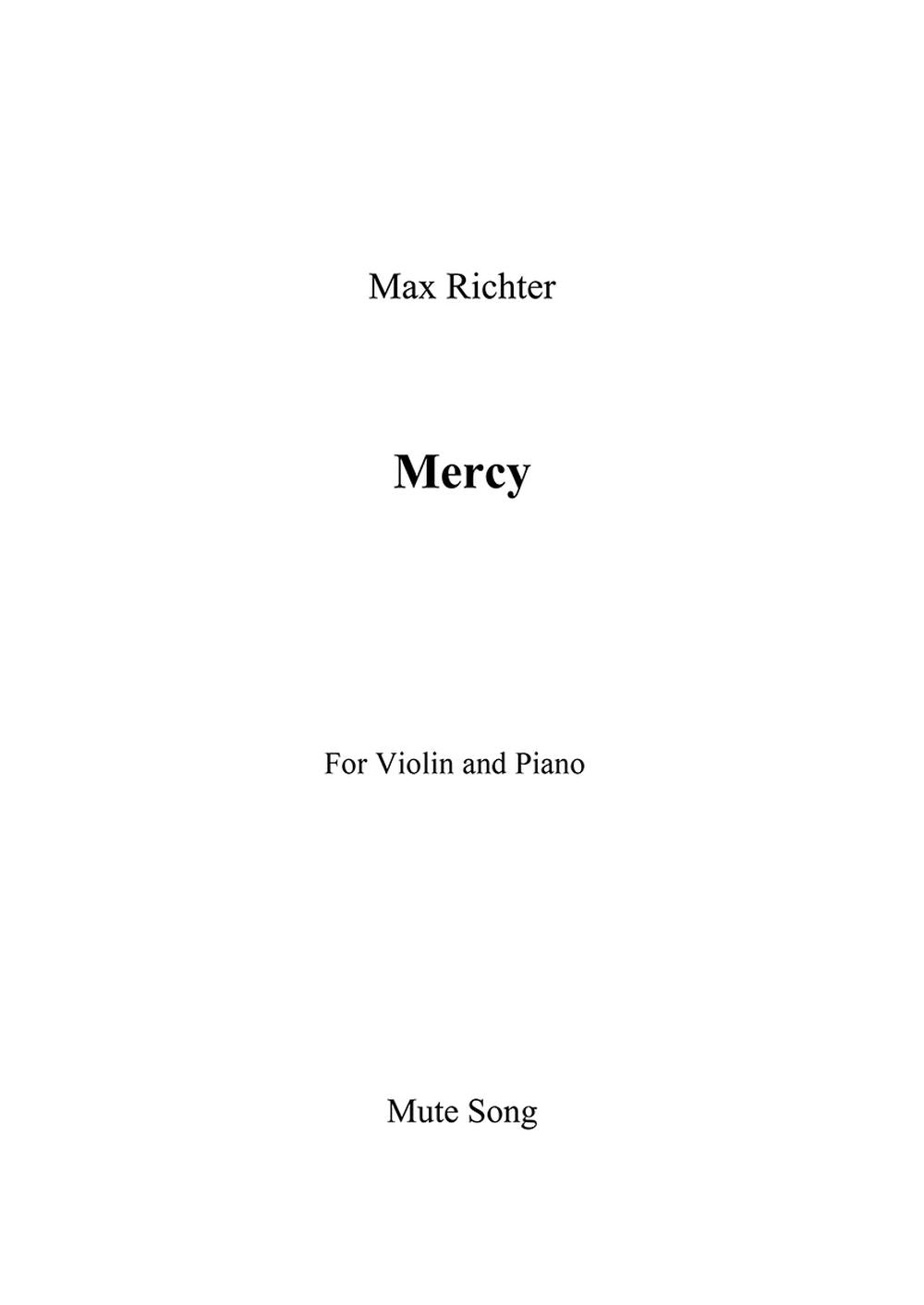 Mercy de Max Richter, Livre pour violon et Piano