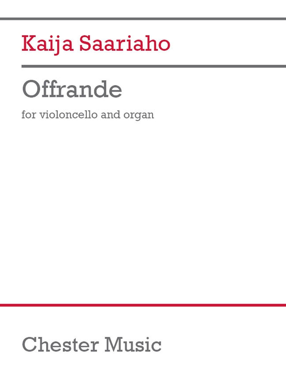Offrande de Kaija Saariaho, Livre + partie(s) séparée(s) pour violoncelle et Piano