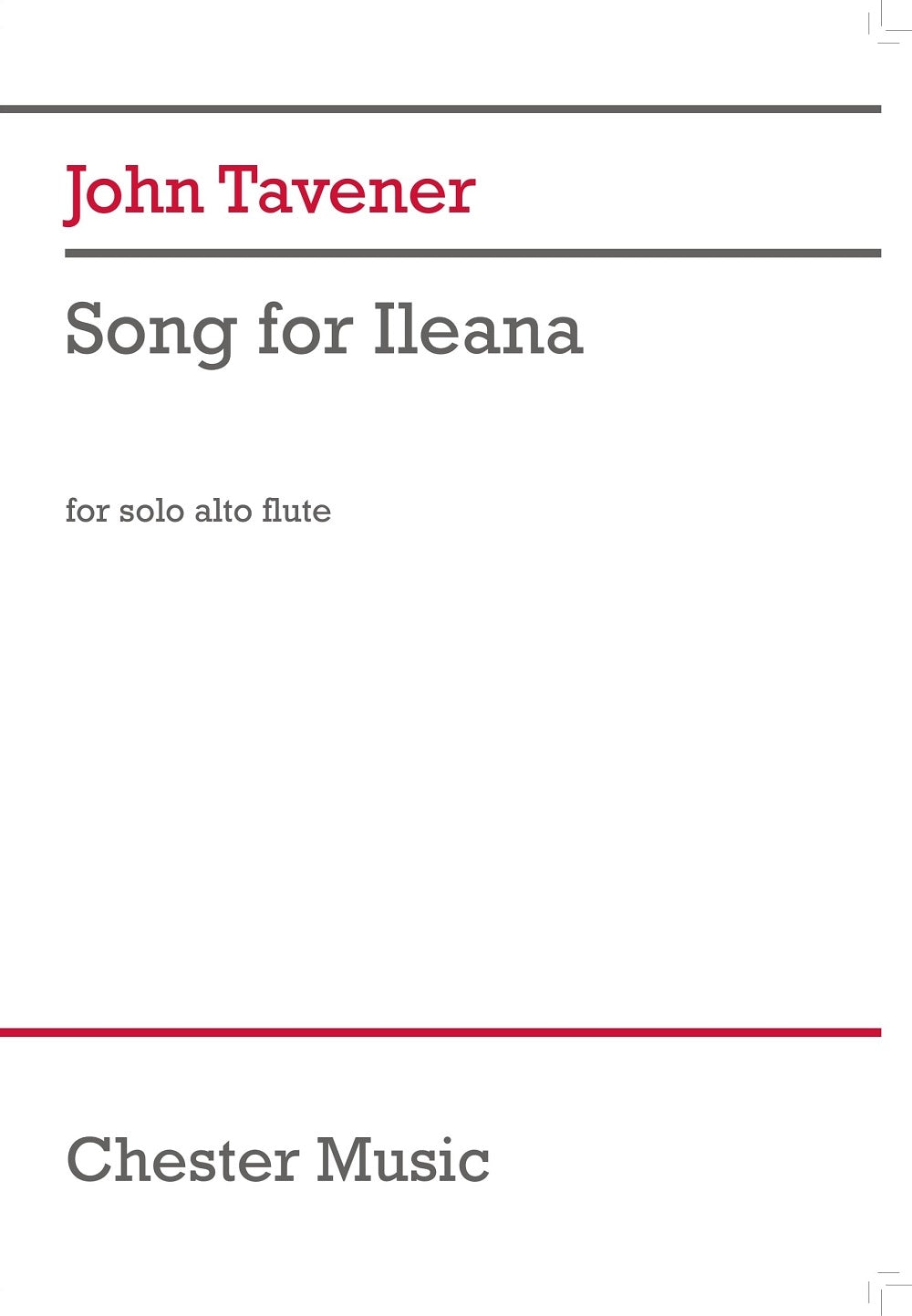 Song for Ileana de John Tavener, Partition pour alto Flute