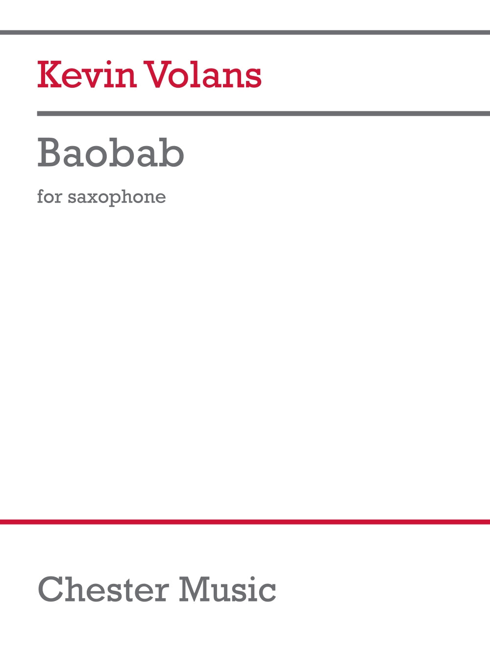Baobab (for saxophone) de Kevin Volans, Livre pour saxophone