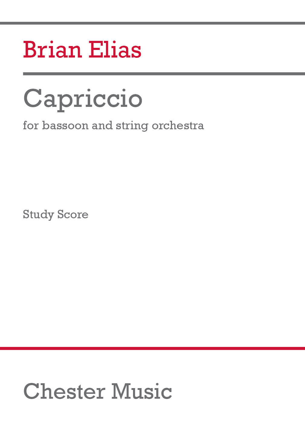 Capriccio de Brian Elias, Partition d'étude pour orchestre à cordes et Basson