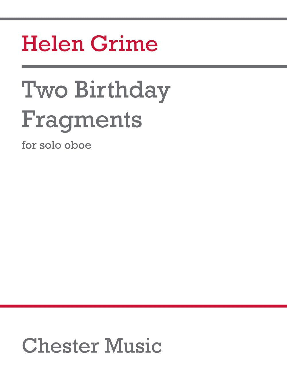 Two Birthday Fragments de Helen Grime, Livre pour hautbois