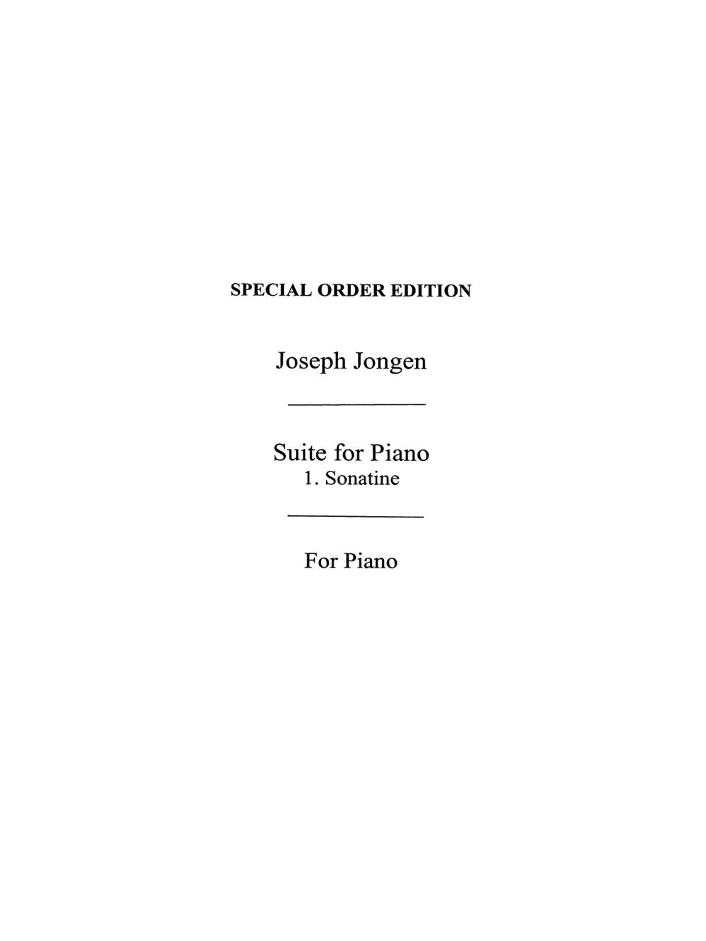 Sonatine Op. 60/1 de Joseph Jongen, Livre pour piano