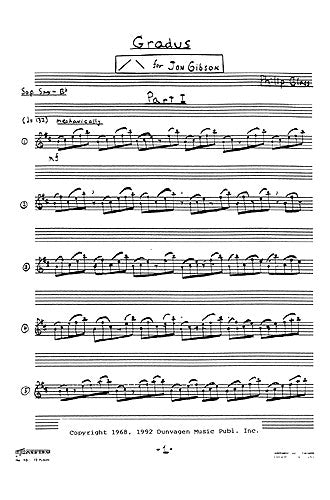 Gradus For Soprano Saxophone de Philip Glass, Livre pour saxophone soprano