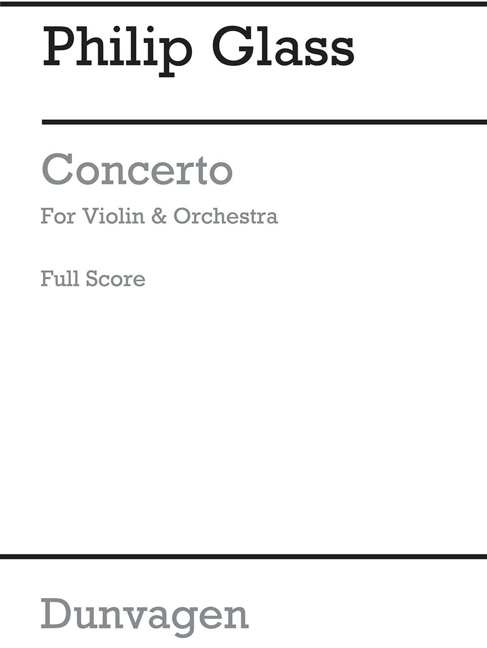 Violin Concerto de Philip Glass, Partition pour orchestre et Violon solo