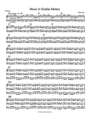 Music In Similar Motion de Philip Glass, Partition pour ensemble de chambre
