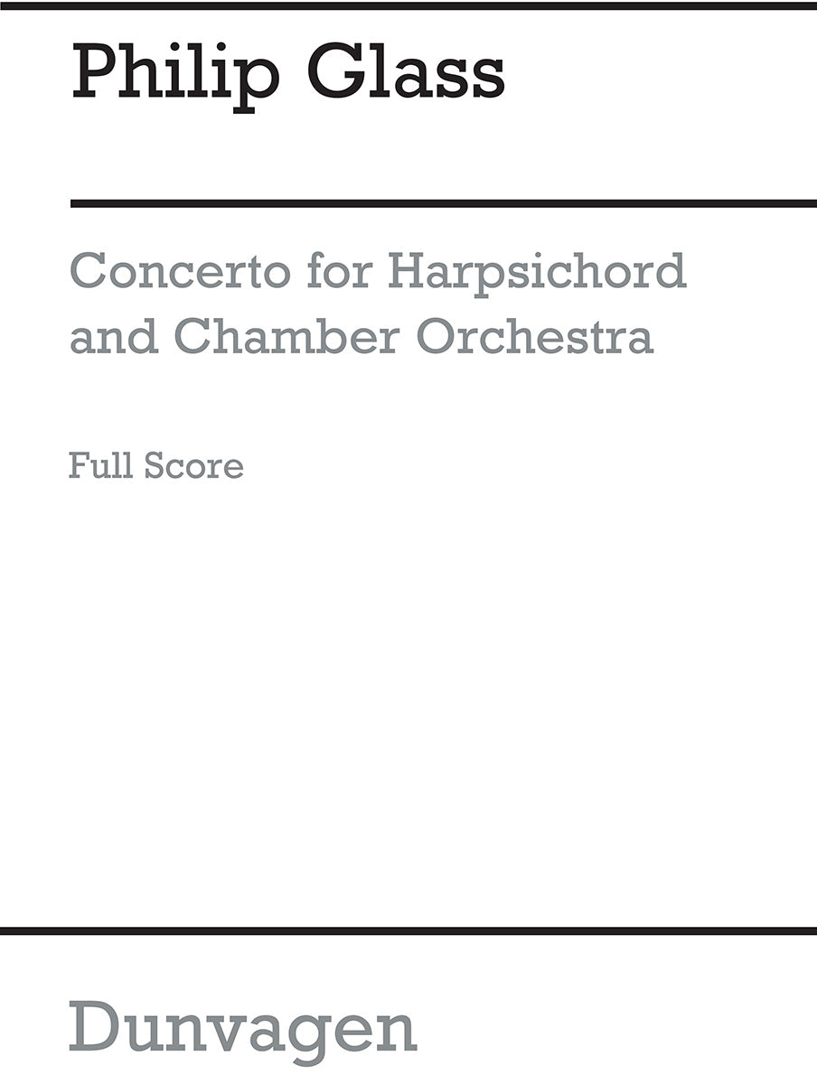 Concerto For Harpsichord And Orchestra de Philip Glass, Partition pour clavecin et Ensemble de chambre