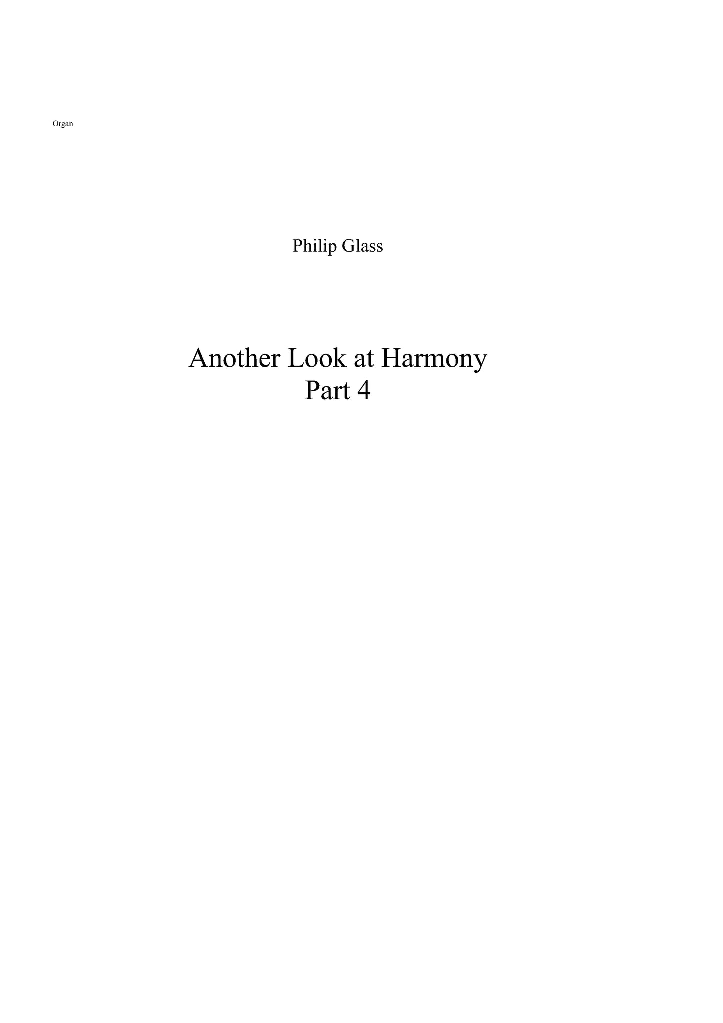 Another Look at Harmony - Part 4 de Philip Glass, Partition chorale pour orgue