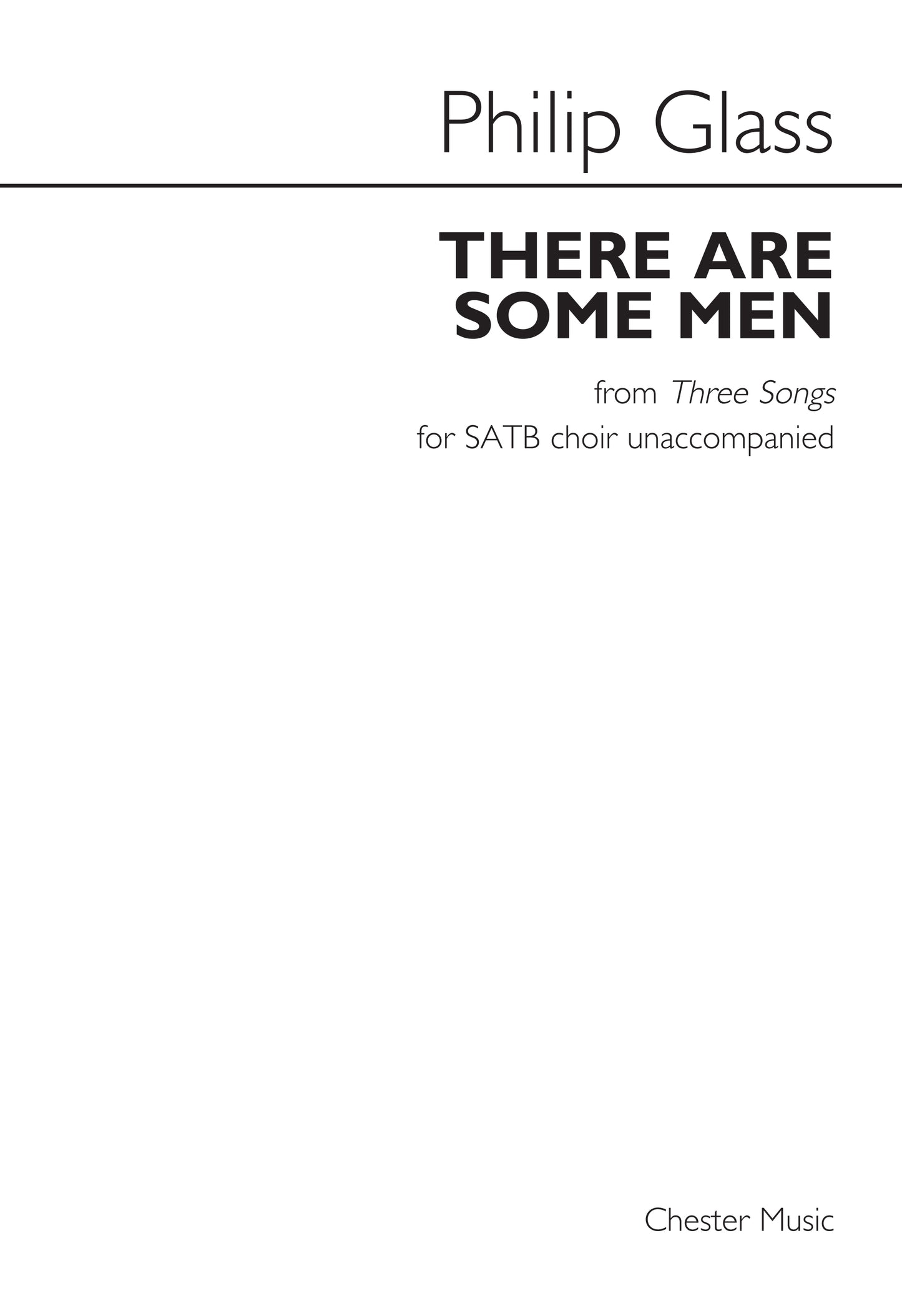 There Are Some Men de Philip Glass, Réduction pour piano pour sATB