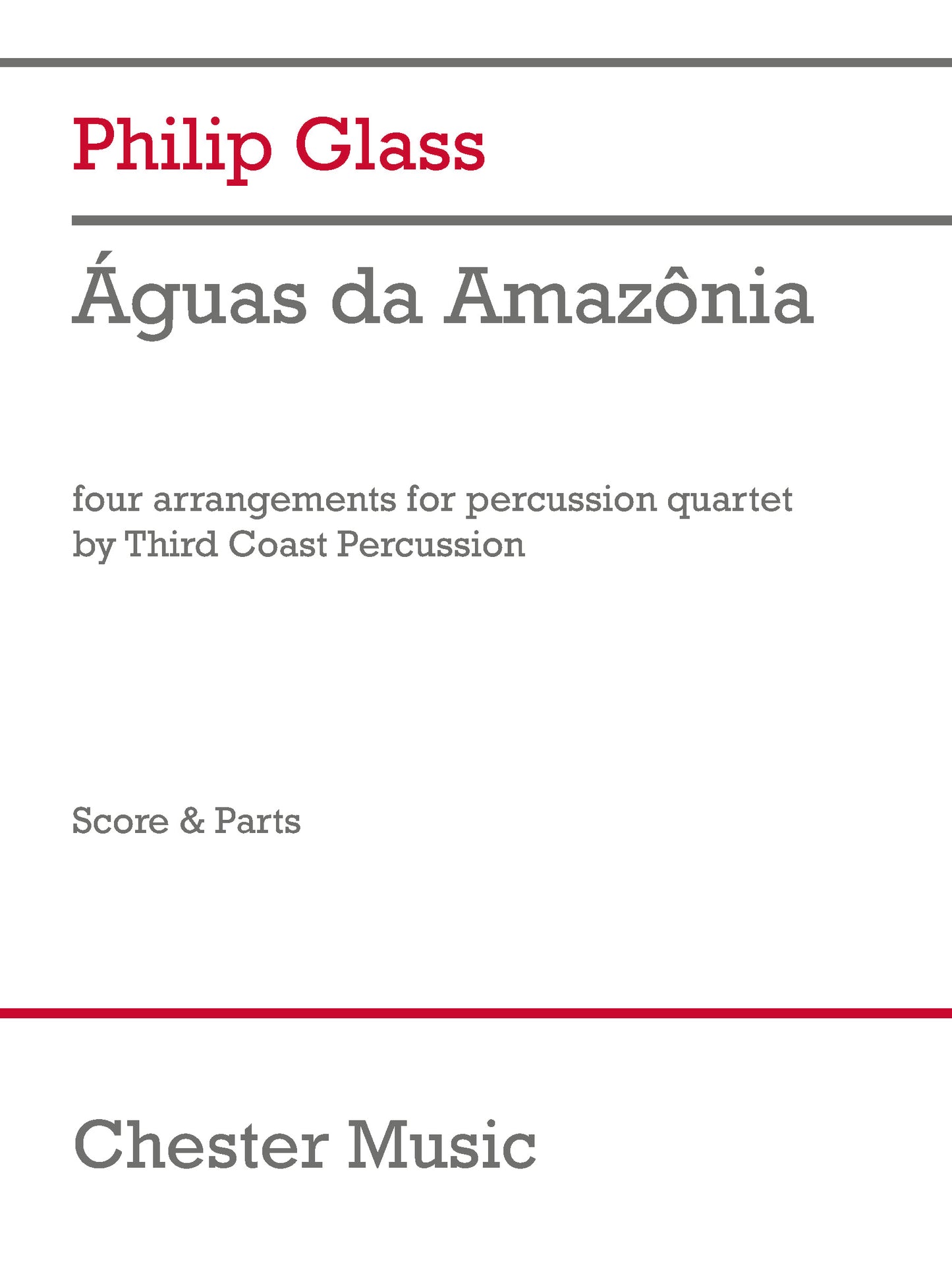 Águas da Amazônia de Philip Glass, Partition + parties pour quatuor de percussions