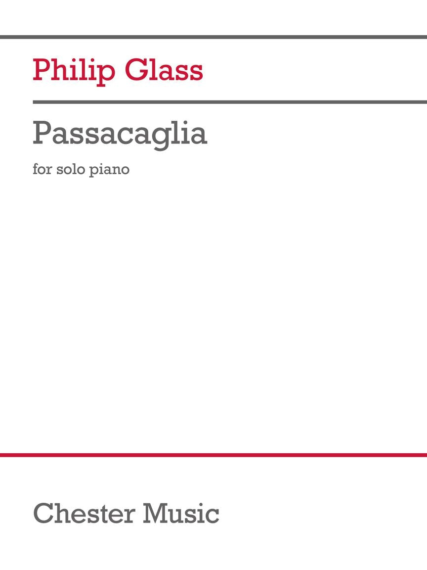 Passacaglia de Philip Glass, Livre pour piano