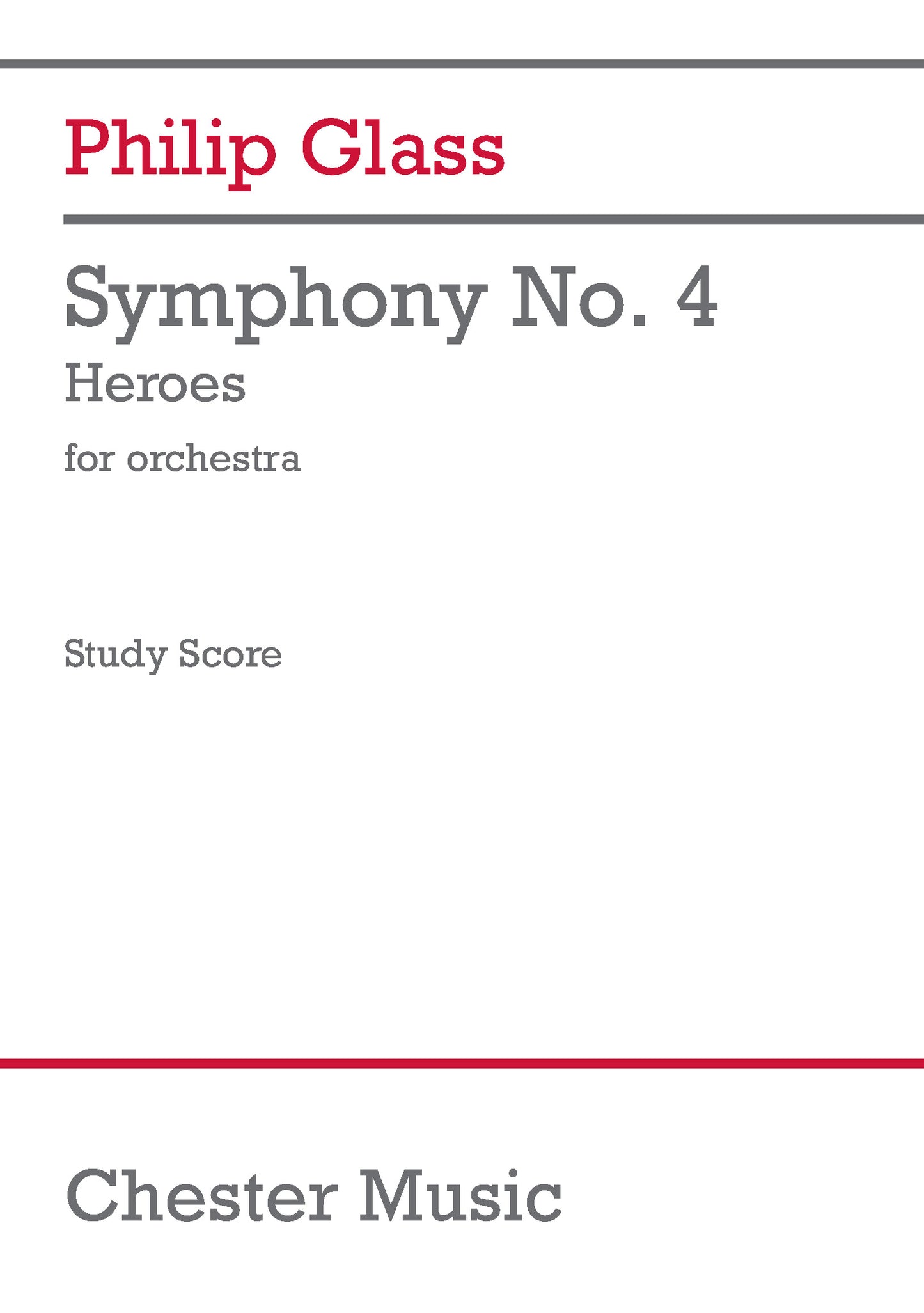 Symphony No. 4 de Philip Glass, Partition d'étude pour orchestre