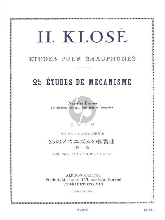 25 Études de Mécanisme | Hyacinthe-Eléonore Klosé