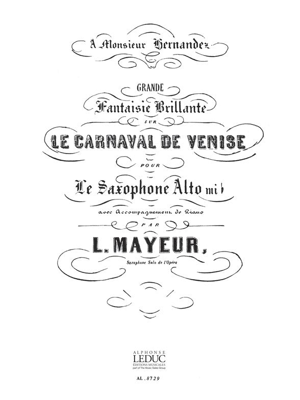 A. Mayeur: Le Carnaval de Venise, Fantaisie | Saxophone alto