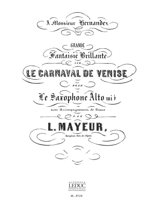 A. Mayeur: Le Carnaval de Venise, Fantaisie | Saxophone alto