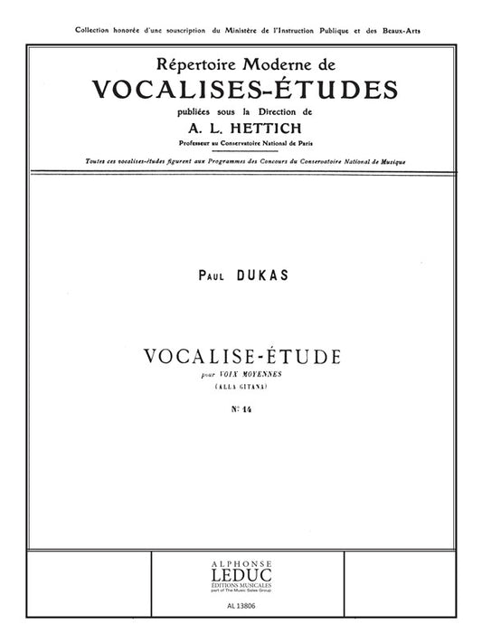 Vocalise Études N0014 | Paul Dukas | Voix