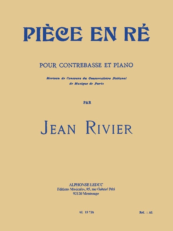 Pièce En Ré pour contrebasse et piano | Jean Rivier