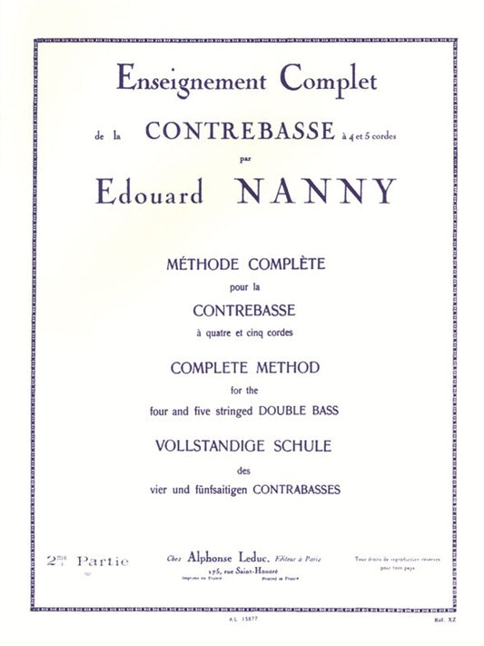 Méthode Complète pour la Contrebasse - 2me Partie | Edouard Nanny
