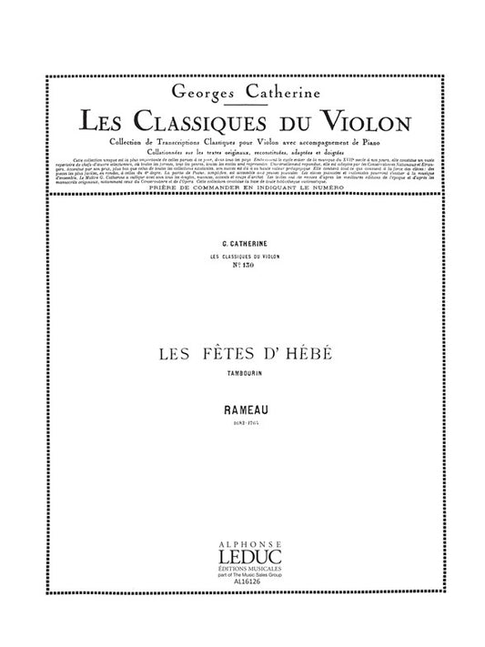 Jean-Philippe Rameau: Tambourin de Jean-Philippe Rameau, Partition pour violon et Piano