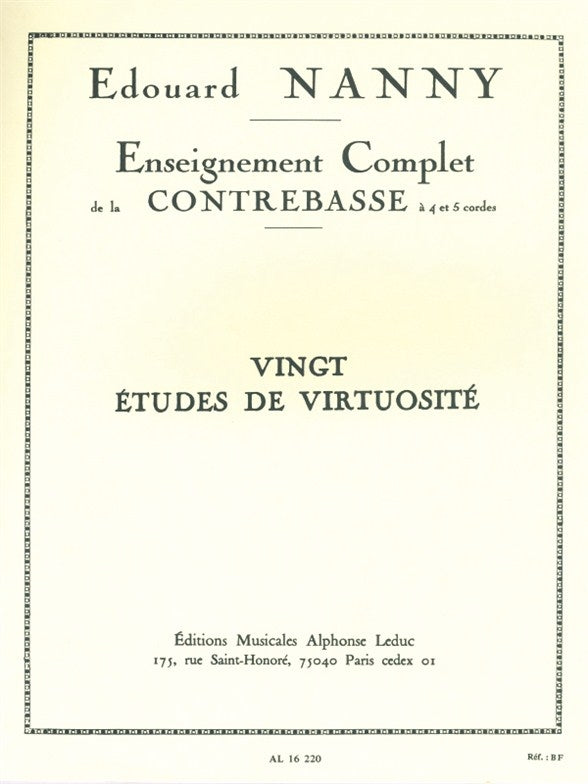 20 Études De Virtuosité | Edouard Nanny | Contrebasse