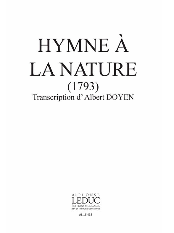 Hymne A La Nature-Repert Fêtes Peuple | Francois-Joseph Gossec | Chœur | Partition chorale