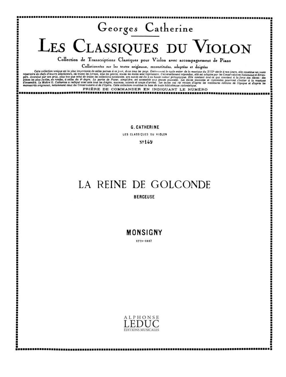 La Reine De Golconde | Pierre-Alexandre Monsigny | Violon