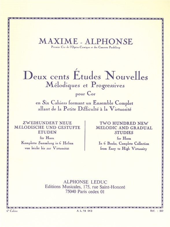 200 Études Nouvelles Mélodiques et Progressives 6 | Cor