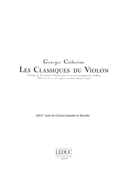 Gavotte et Musette de Johann Sebastian Bach, Partition pour violon et Piano