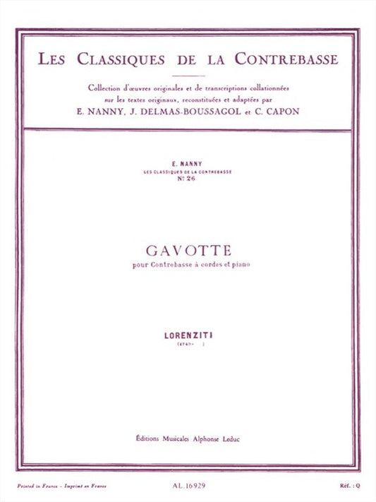 Gavotte | Joseph-Antoine Lorenziti | Contrebasse
