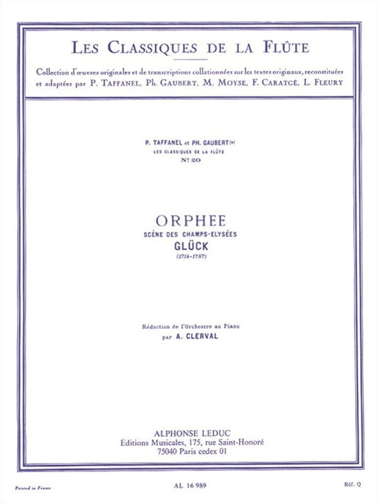 Gluck: Orphée - Scène des champs-élysées de Christoph Willibald Gluck, Livre + partie(s) séparée(s) pour flûte et Piano