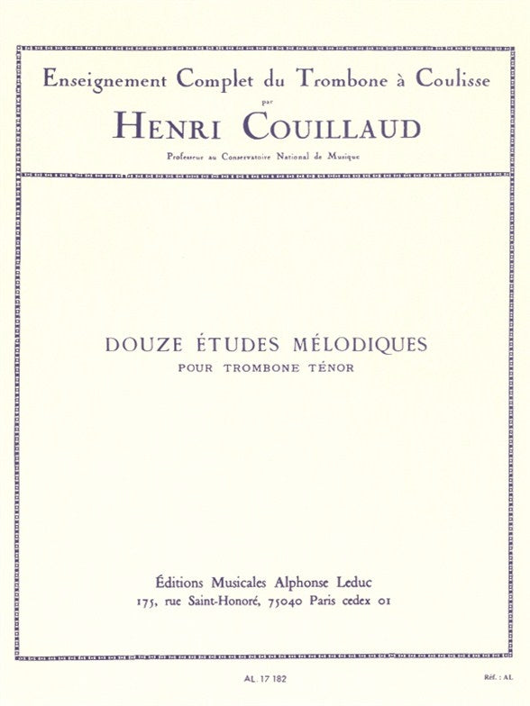 12 Mélodiques pour Trombone Ténor | Henri Couillaud