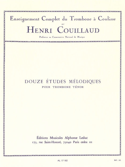 12 Mélodiques pour Trombone Ténor | Henri Couillaud