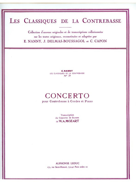 Concerto pour contrebasse et piano | Wolfgang Amadeus Mozart